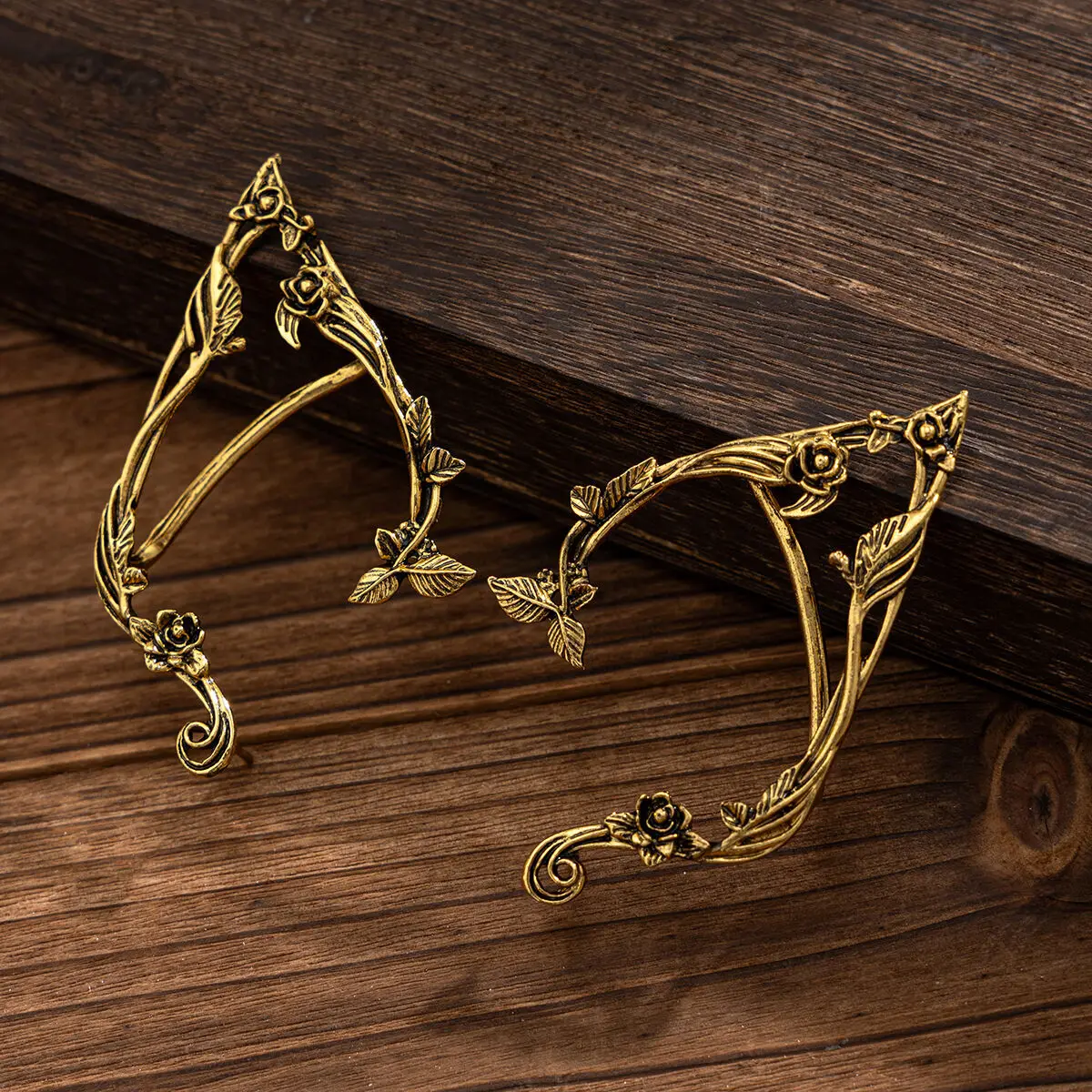 Popular Gold Color Elf Flower Leaf Ear Clip Cute Jewelry Accessories Fairy Clip Earrings Wedding Girls Jewelry Gifts New