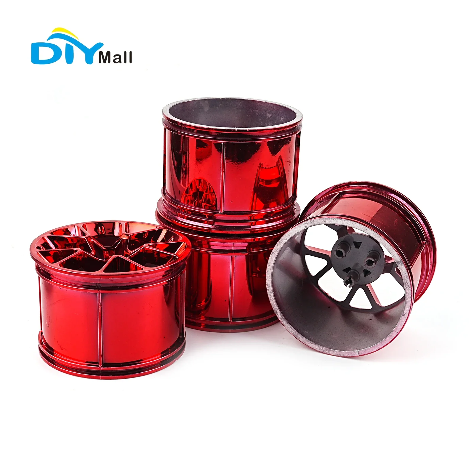 ดุมล้อชุบไฟฟ้าสีแดง 4 ชิ้นเข้ากันได้กับเลโก้ MOC 20086