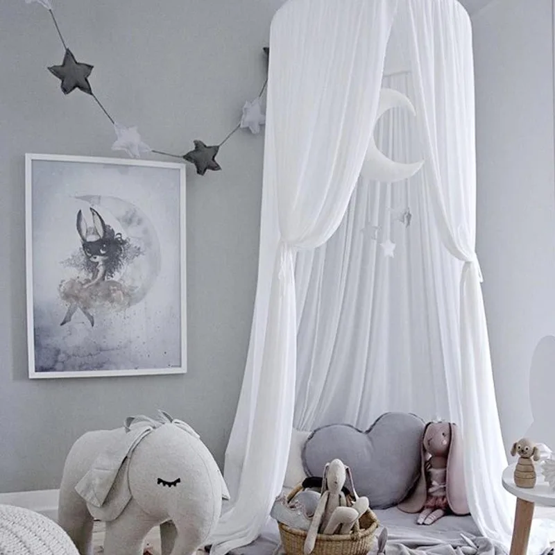 Chiffon Baby Room Decoration Hung Dome Mosquito Net Kids Bed Curtain Canopy Round Crib Netting Tent Photography Props 240cm