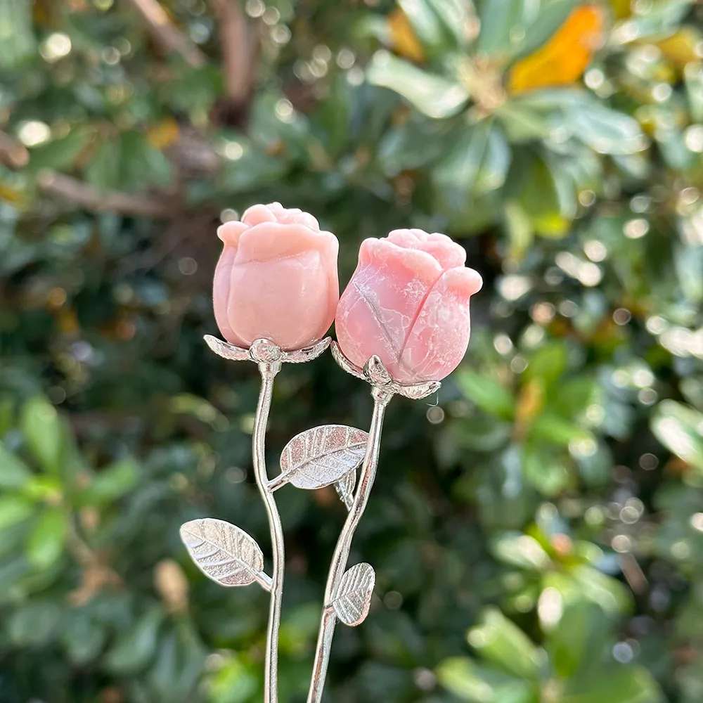 1pc Elegant Crystal Roses Carved - Exquisite Quartz Crystal Flower Ornaments for Jewelry Making, Gift Decoration for Wife - Image 5