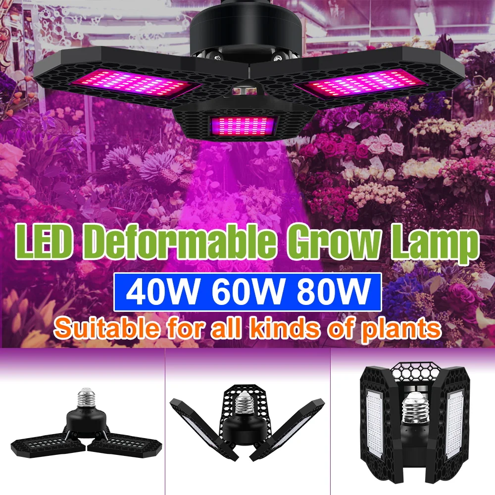 

80W Grow Light Bulb E27 Full Spectrum Plant Lamp 110V Indoor Flower Seed Cultivation Greenhouse Tent Fruit Vegs Fill Lighting