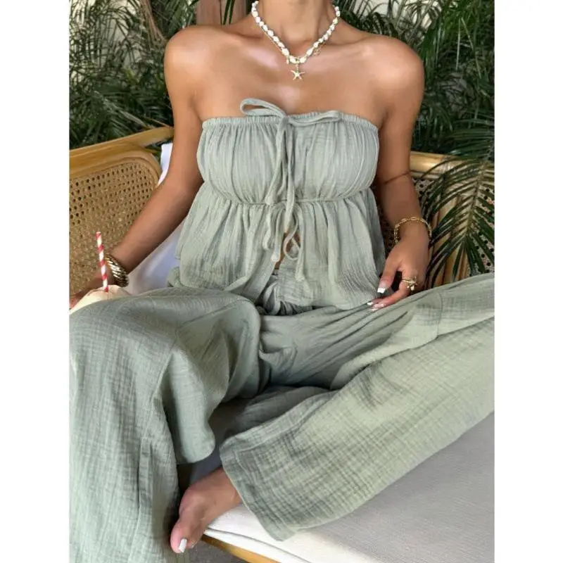 

Women's Daily Cotton Linen Material een Two-Piece Set S 3743 Sle Cross-Border Skirt Suit Casual Sportswear Autumn Seven-...