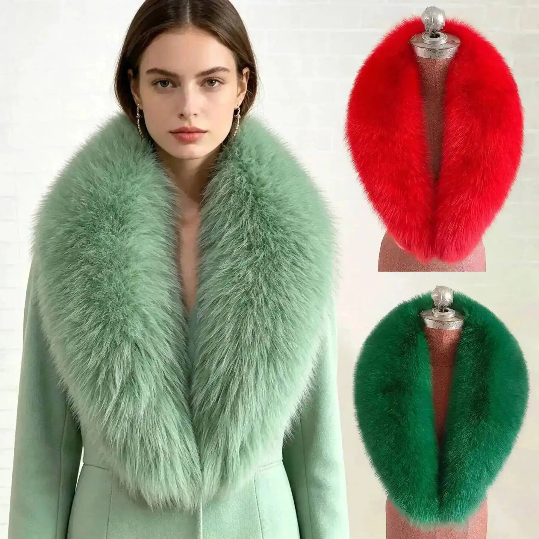 Women's Real Fox Fur Collar Russian Scarf Cold Winter Neck Warmer Jacket Fashion Luxury Designer Shawl Removable Scarves Female
