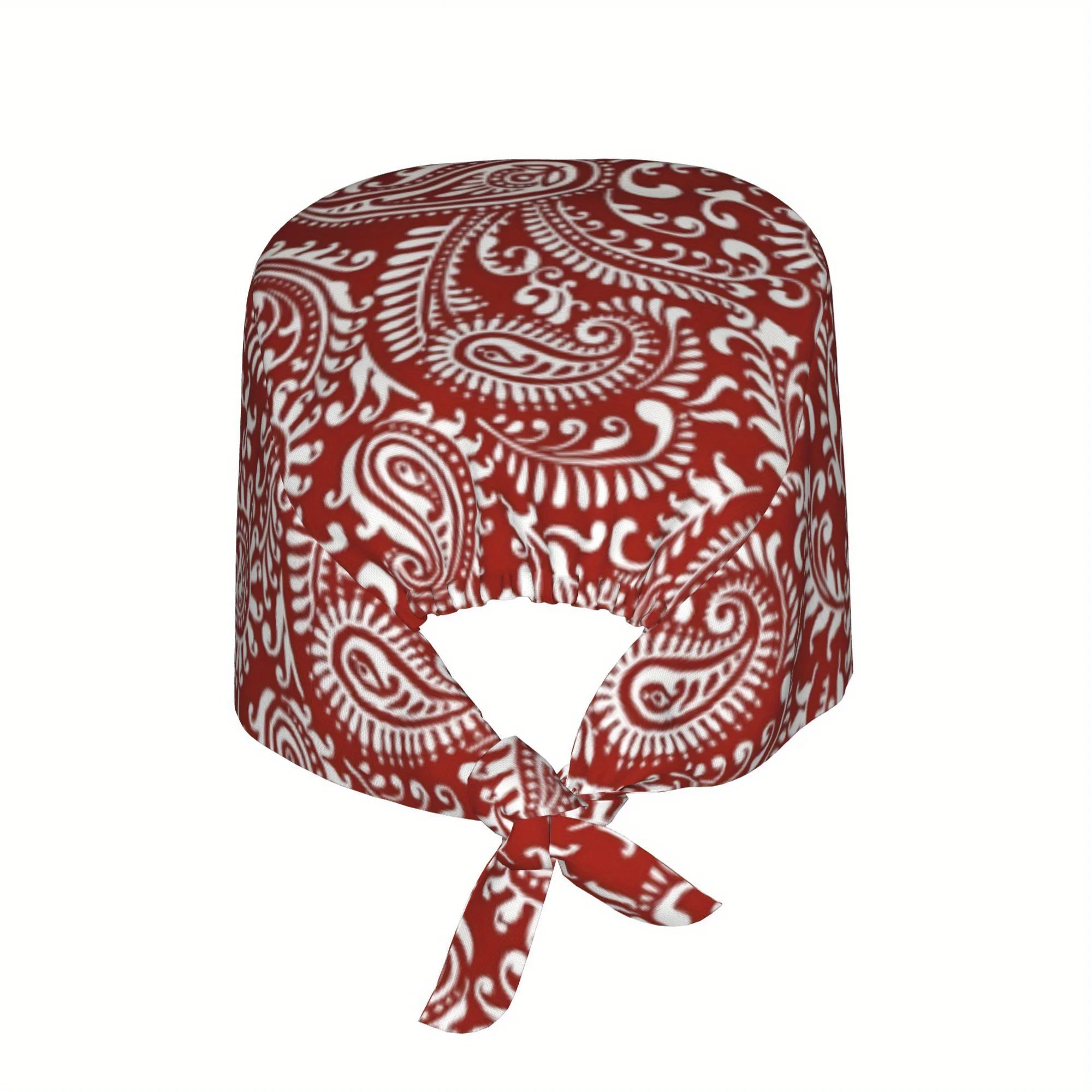 1pc Paisley Women's Stylish Printed Work Cap - Lightweight Adjustable Skull Cap, Tie-Back Nurse Hat, Dustproof Chef & Cooking Ca