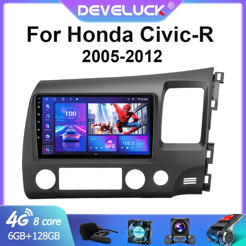 

Android 10.0 2 din Car Radio Multimedia Video Player For Honda Civic 2005-2012 RDH GPS Navigation 8 core Head Unit With frame