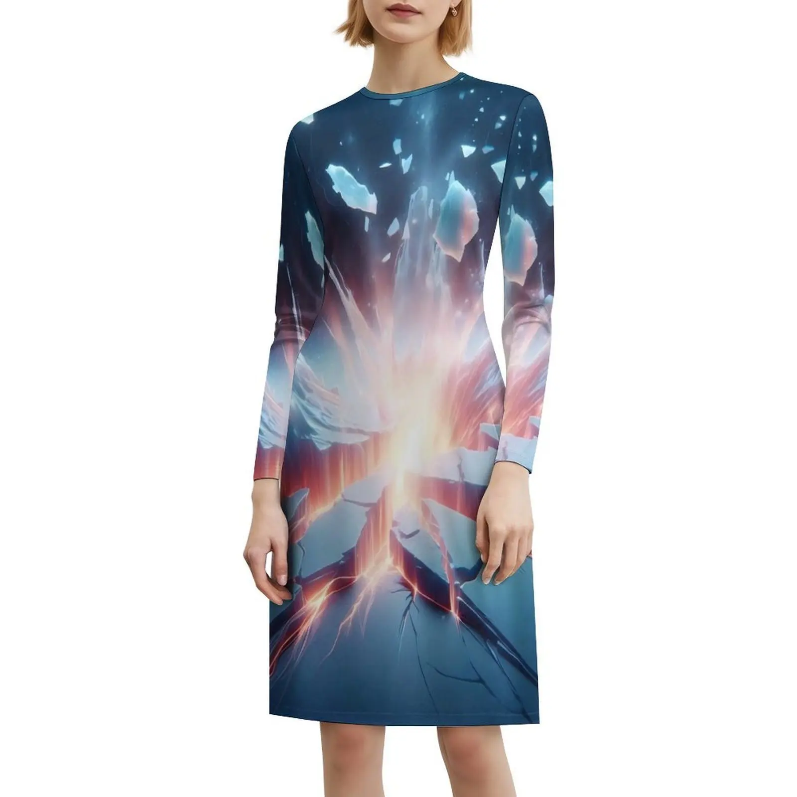 واقعية الكراك في الجليد الطباعة الرقمية 7 فستان عطلة مثير للنساء شاطئ حفلة عيد ميلاد فستان قصير الكراك في الجليد