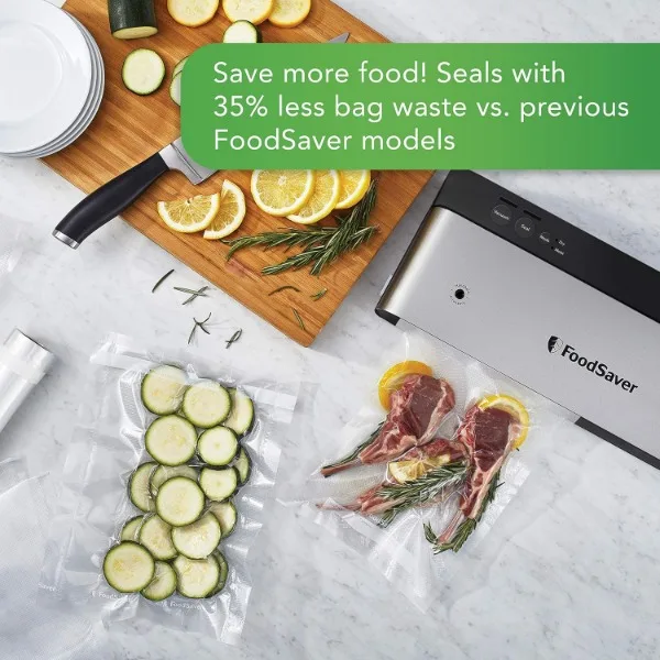 FoodSaver PowerVac 컴팩트 진공 밀봉기, 스테인레스 스틸 및 블랙, 수직 보관, VS0150 | 신선도 유지