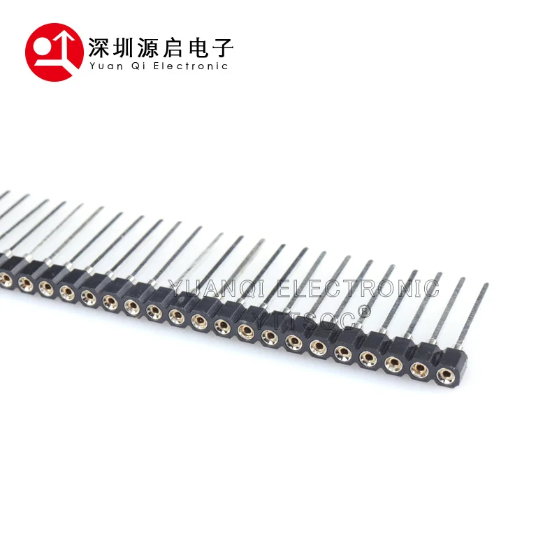 1PCS 1X40 PIN Single Row ROUND FEMALE PIN HEADER long pin 2.54MM PITCH Strip Connector Socket 40p 40PIN 40 PIN FOR PCB L=17.8MM