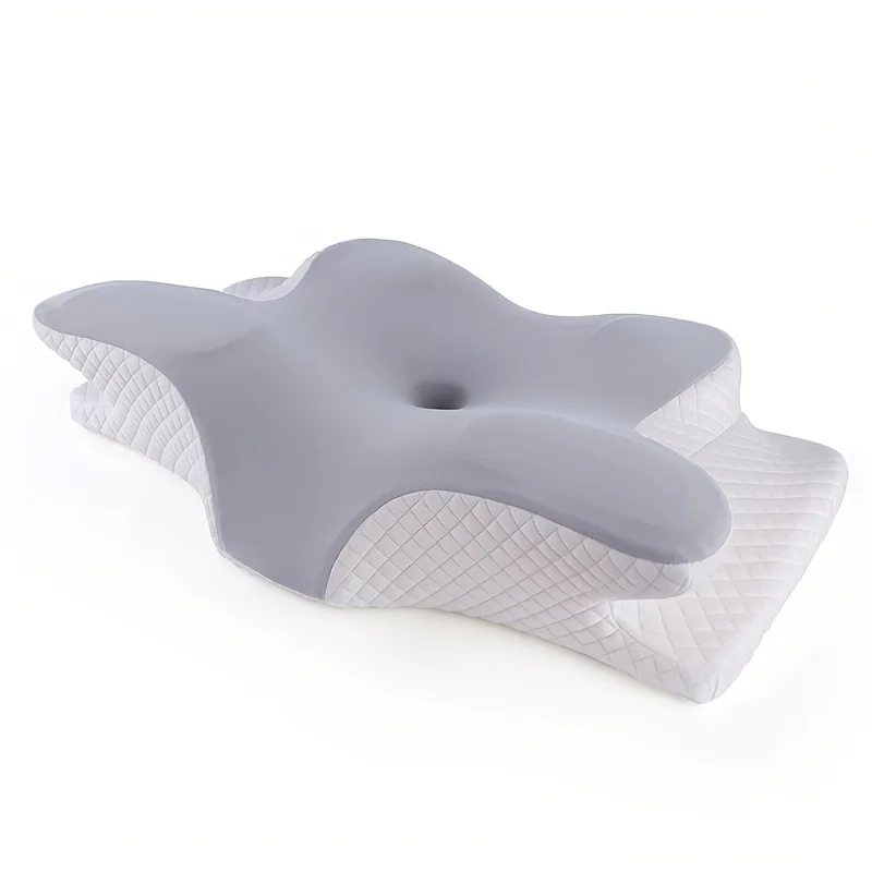 Neck Support Pillow, Ergonomic Butterfly Design for Back/Side Sleepers, Slow Rebound Pillow, with Removable Washable Cover,