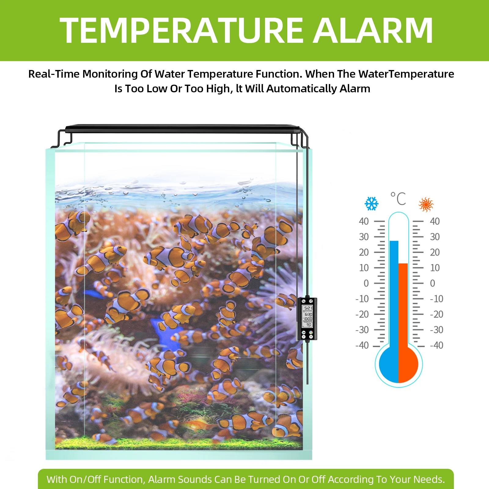 Programmable Fish Tank aquarium Light with LCD Monitor and Thermometer for Aquatic Plants, Memory Function 24/7 Cycle LED lamp