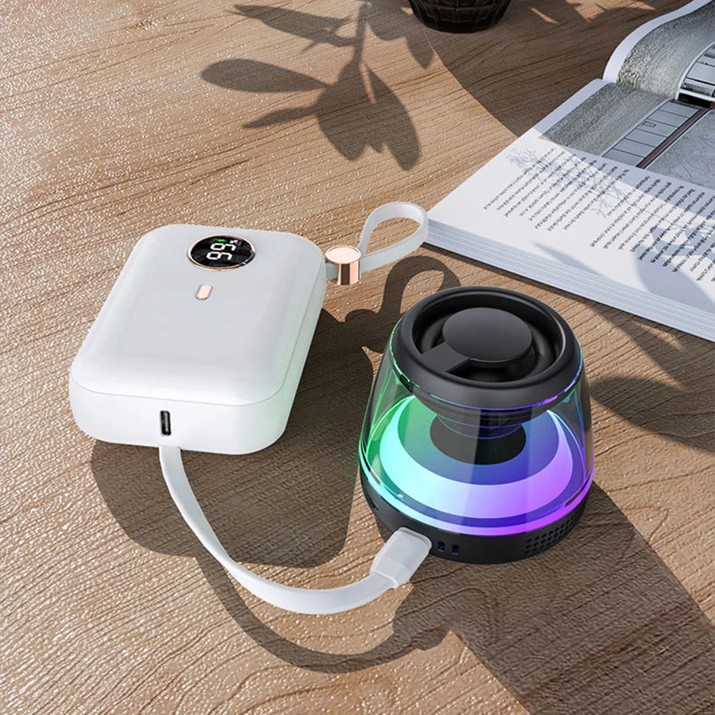 MP3 Player With Magnetic Suction Base 5W Speaker And RGB Ambient Light Supporting 2 PCS Series White