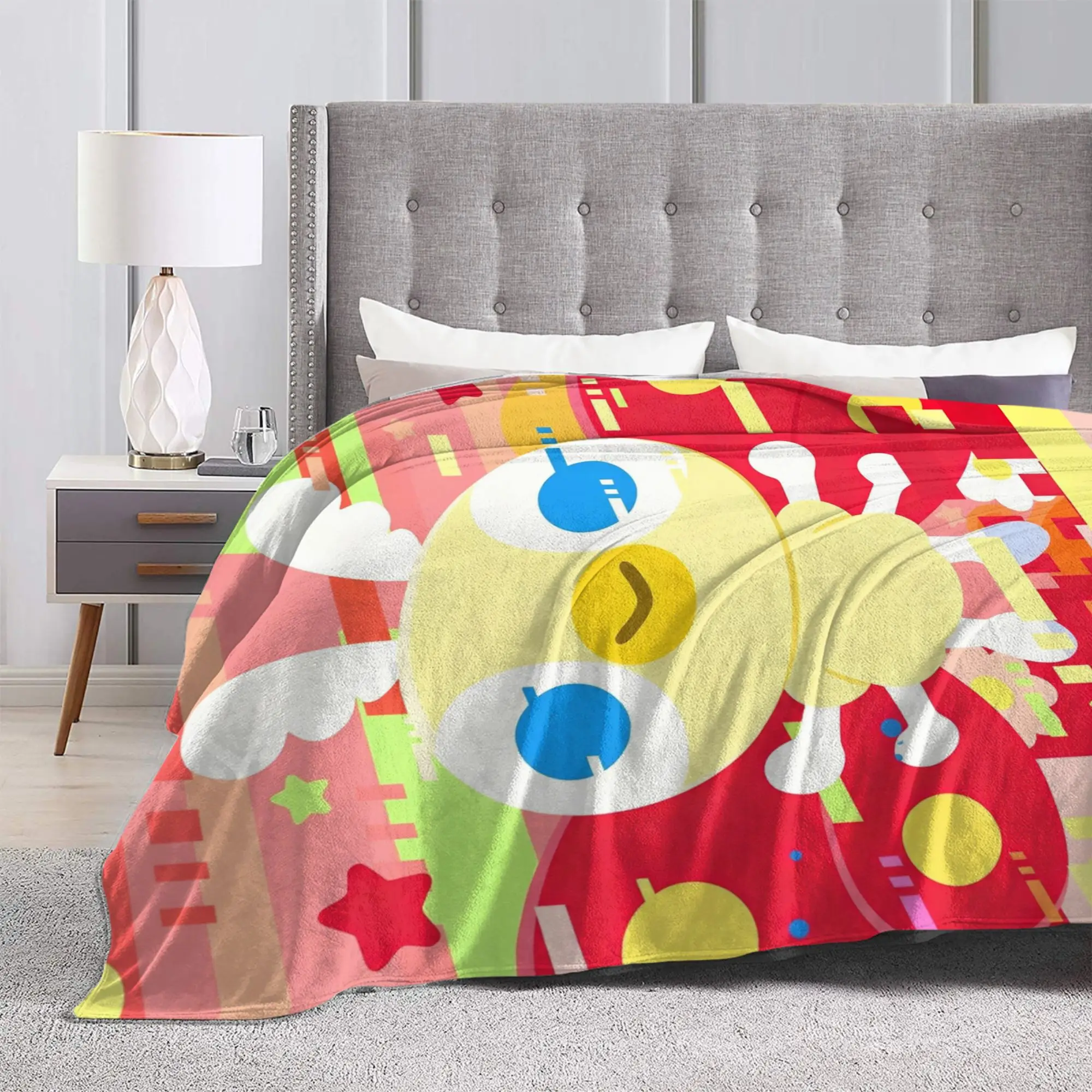 Chibi Monster Raids Again Wool Blanket Cartoon Funny Throw Blankets for Home 150*125cm Quilt