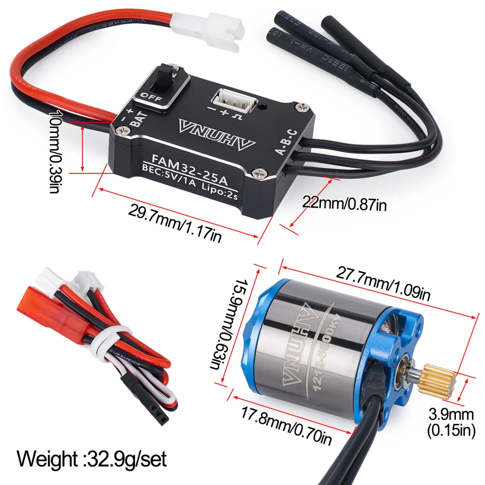 1212-5000KV Outer-rotor Brushless Motor 25A ESC Combo for 1/18 TRX4M FCX18 1/24 SCX24 FCX18 FCX24 1/30 SCX30 Parts