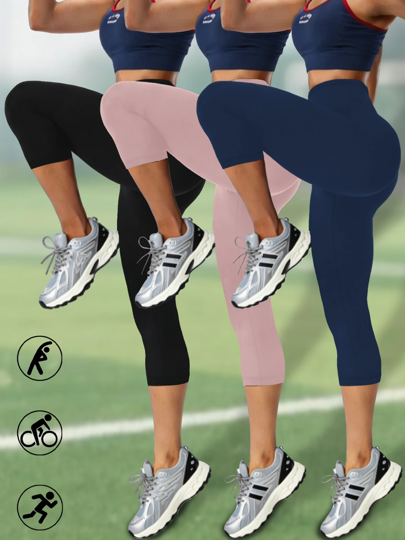 

3 упаковки женских супермягких капри, эластичные дышащие спортивные леггинсы без прозрачных тренировок, бега, йоги, пуш-ап, тренажерного зала, фитнеса