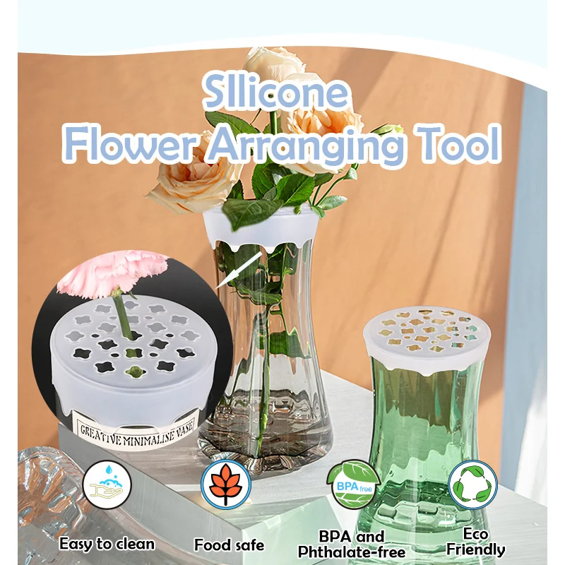 Support de fleurs en silicone, nouveau support flexible pour tiges florales 2026 pour vases, grille à fleurs imperméable et réutilisable pour un bricolage facile