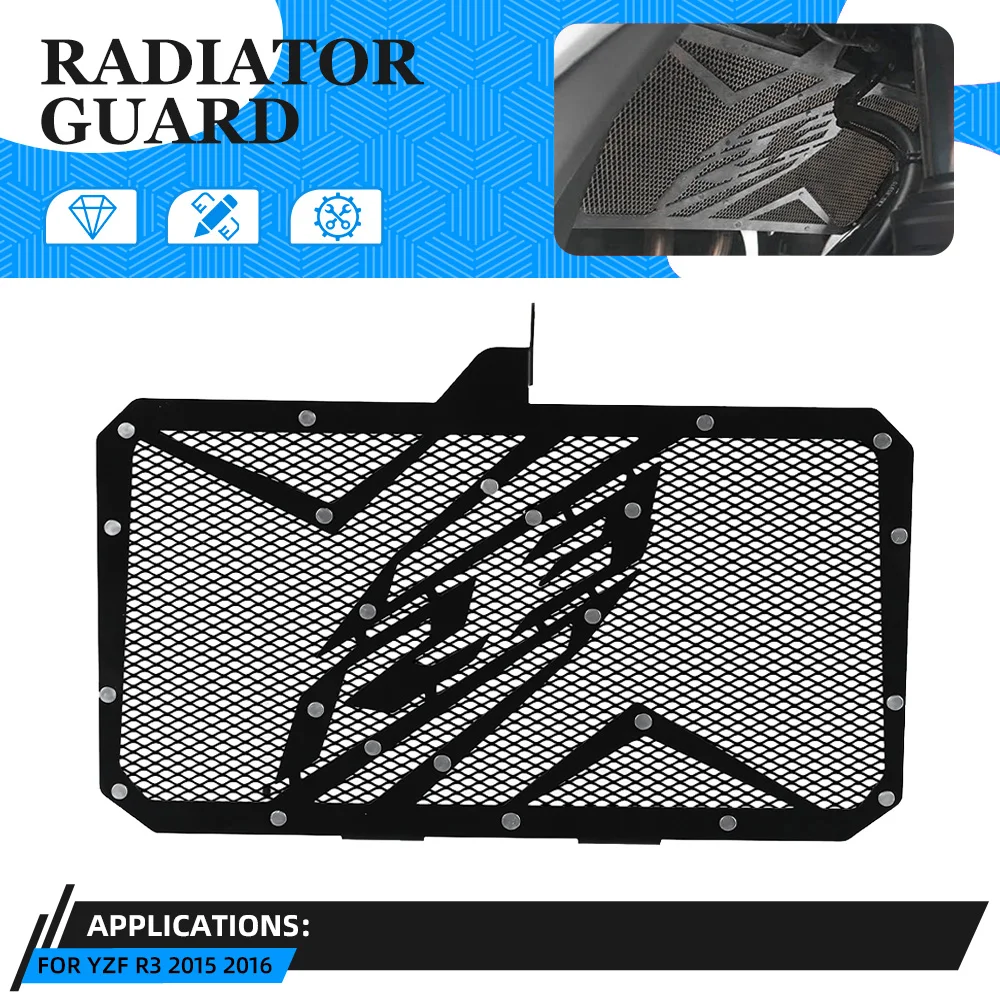 

YZFR3 2024 2023 2022 2021 2020 Motorcycle Radiator Tank Grille Guard Protector Protection For Yamaha YZF-R3 YZF R3 2015-2019