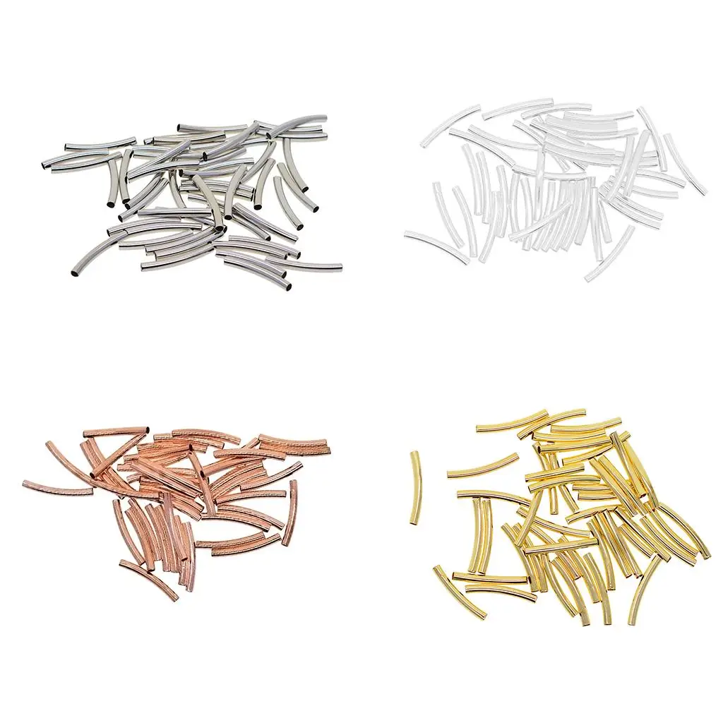 50 قطعة النحاس طويل منحني السلس أنبوب فاصل حبة 25x3 مللي متر DIY بها بنفسك صنع المجوهرات