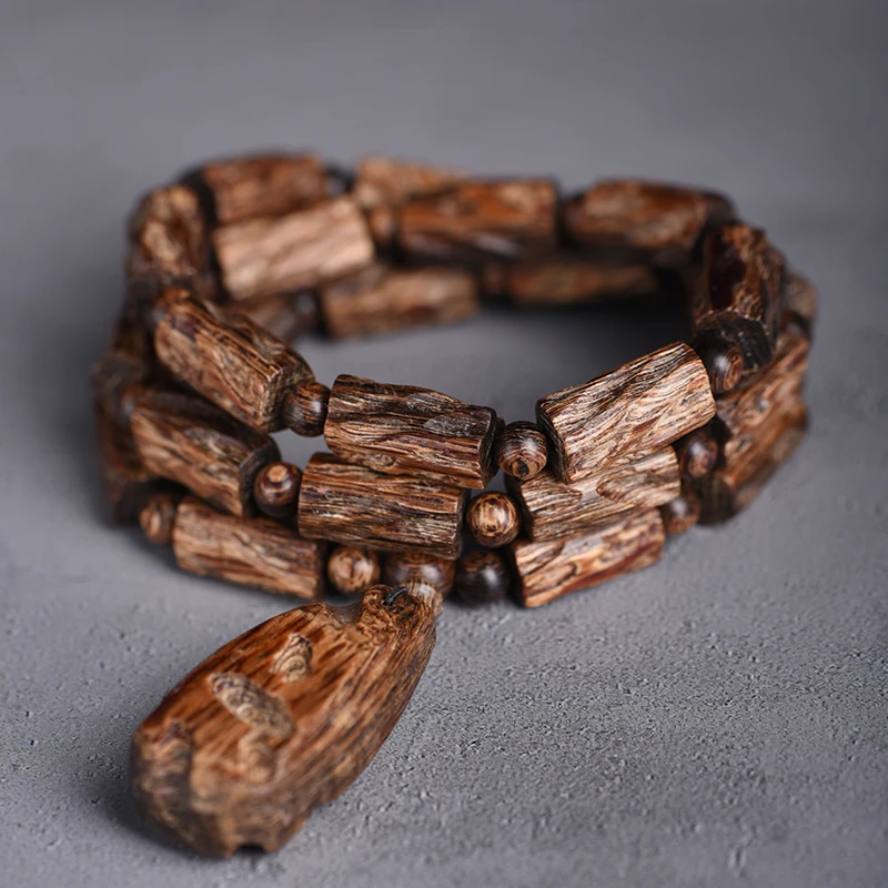 Brunei Old-Material Free-Form Agarwood Bracelet Unisex Casual Bead Chain Wenwan Gift Necklace With Natural Fragrance