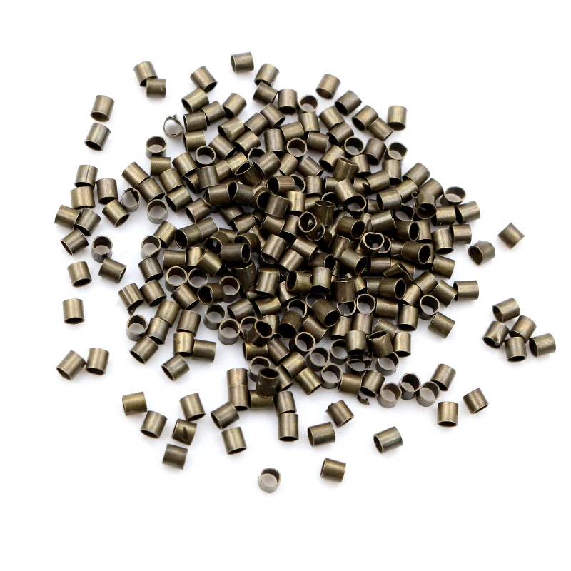 500pcs 1.5 2.0 millimetri Oro Argento di Colore Del Tubo Crimp End Beads Stopper Branelli Del Distanziatore Per La Collana DIY Monili Che Fanno I