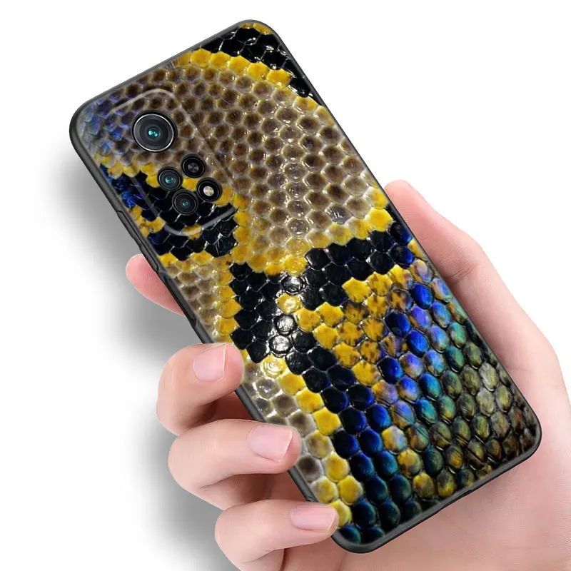 Python Snake Pattern Phone Case For Xiaomi Mi 8 9 SE 10 10T 11 12 13 Lite 9T 11T 12S 12T 13 Pro 11i 12X Black Silicone Cover