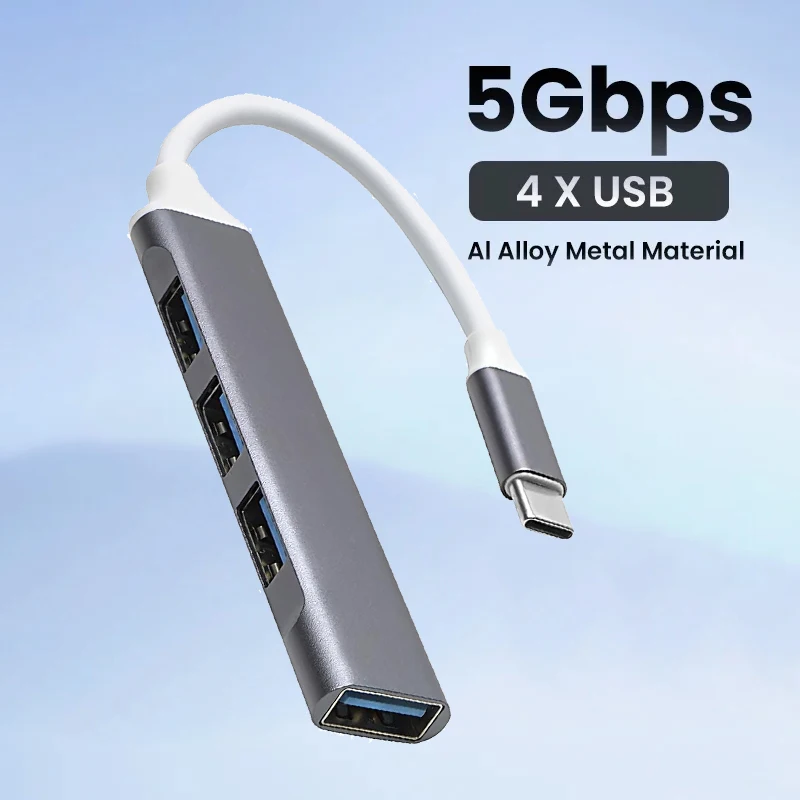 4 Port USB 3.0 Hub USB C Hub Type C Dock Multi Splitter Adapter OTG Type C HUB For iPhone Xiaomi Huawei Macbook Pro USB 3.0 2.0