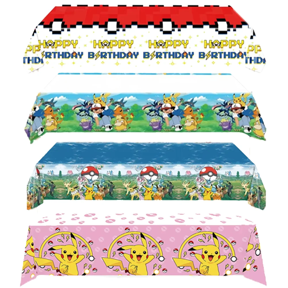 Mantel temático de Pokémon, mantel de Pikachu de Pokeball, decoraciones, suministros de fiesta de cumpleaños para niños y niñas, Baby Shower