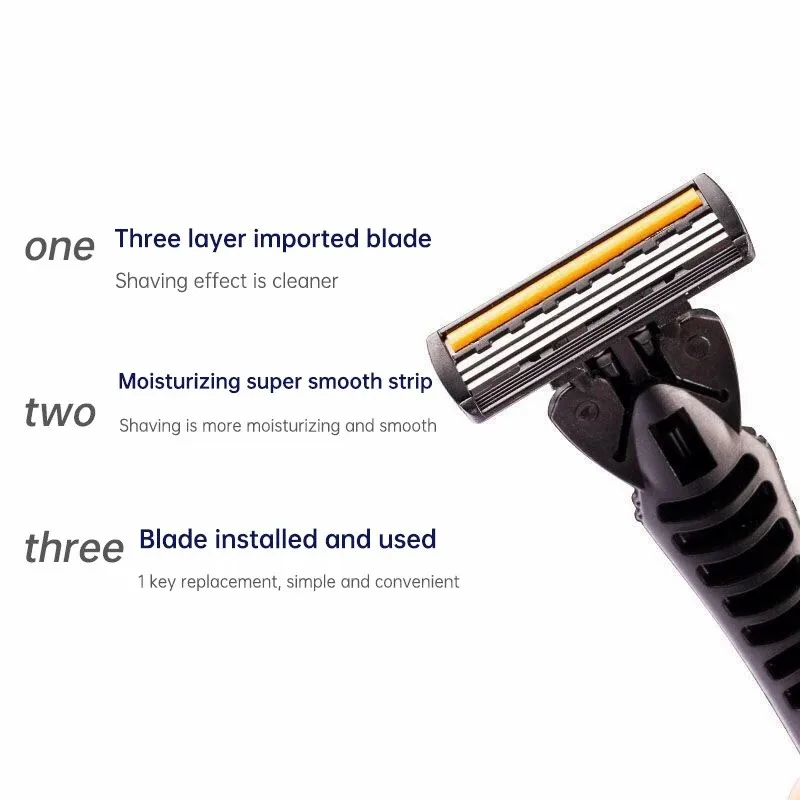 12PCS Razor For Men Three Layer Blade With Blade Head Manual Shaver Old Style Blades Hair Shaver Unisex Beard Hair Removal Knife