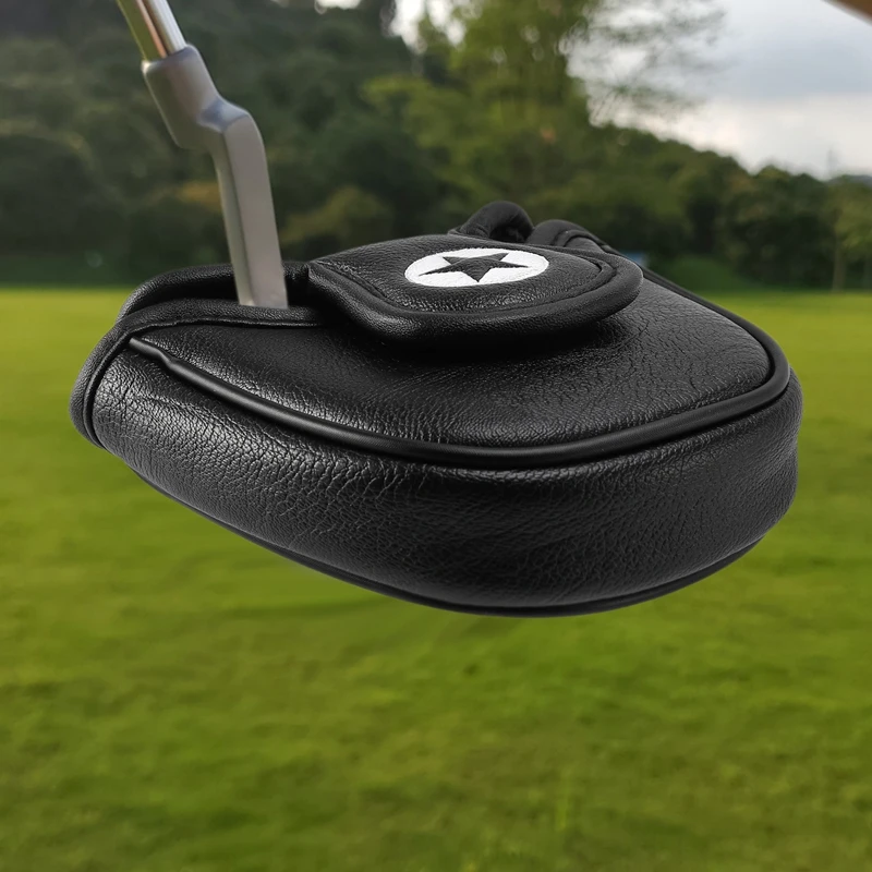 Y67A-1Pc PU Leather With Shark Embroidery Magnet Golf Mallet Putter Head Cover Golf Club Putter Headcovers