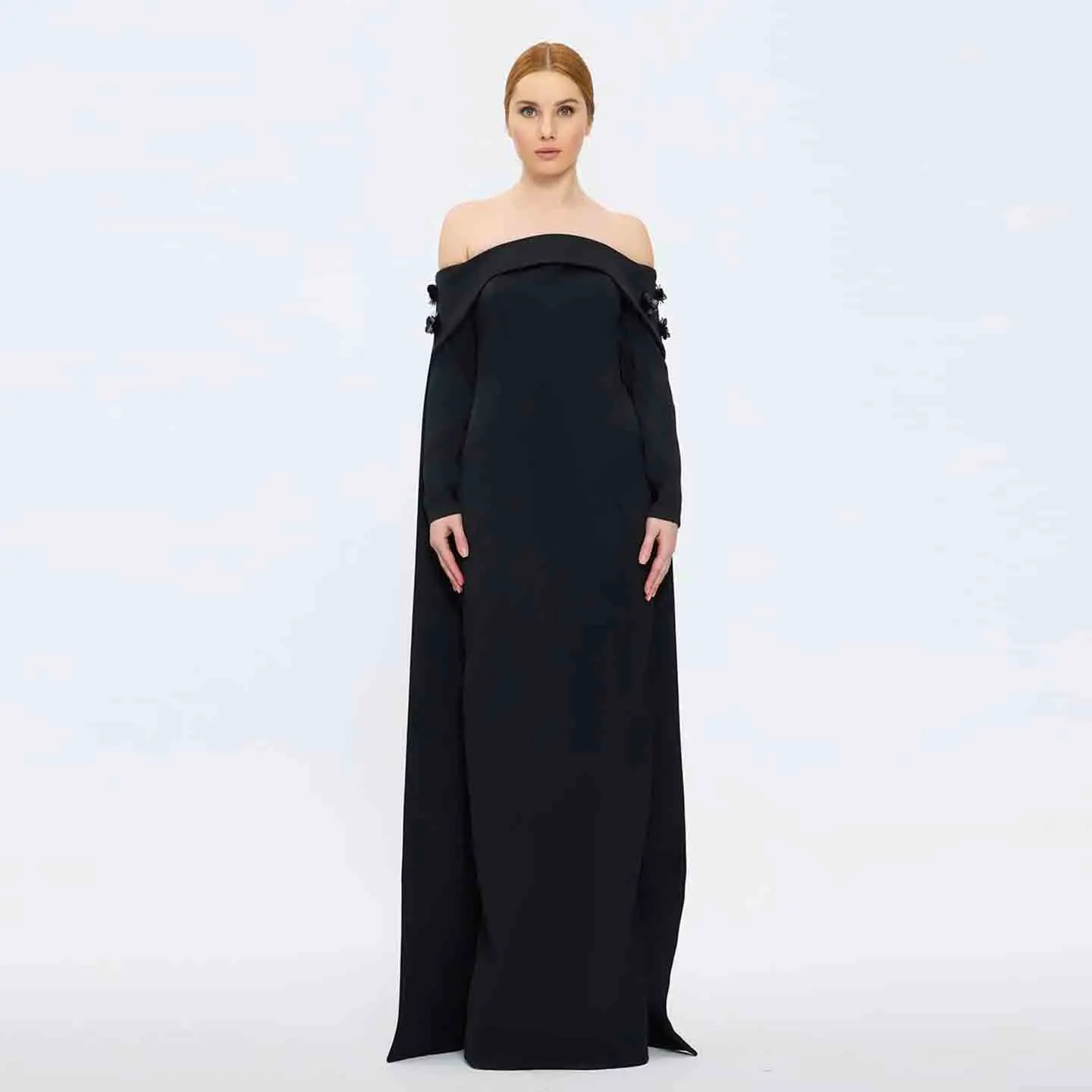 

Элегантное вечернее платье русалки с длинными рукавами Sharon Said и накидкой с 3D цветами, скромные женские свадебные платья SF065 по индивидуальному заказу