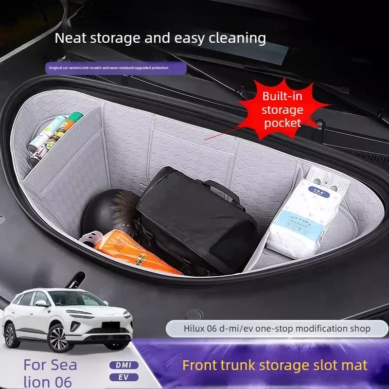 Front Trunk Mat Full Coverage For BYD Sea Lion 06 EV  Front Storage Box Leather Protective Pad Anti-Scratch Interior Accessories