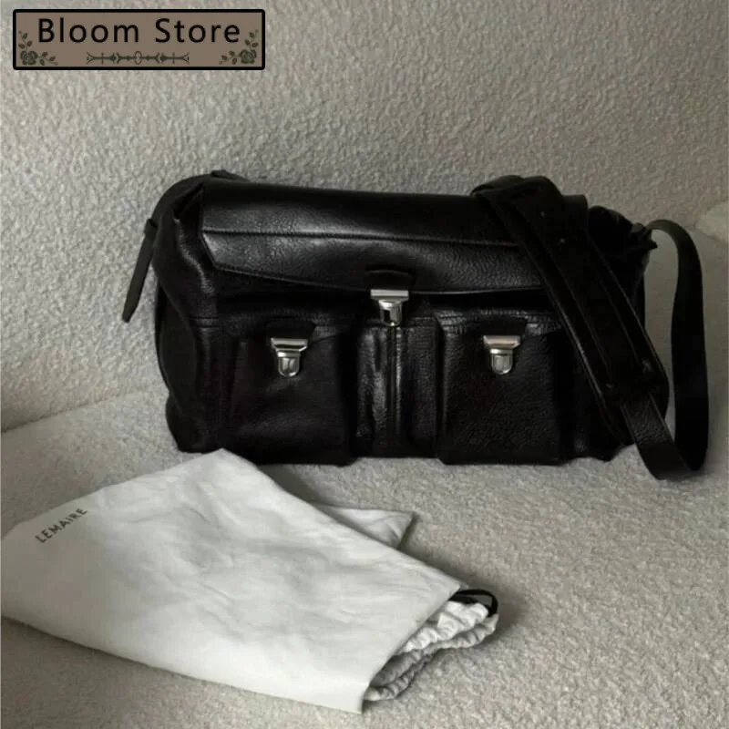 

Retro Black Messenger Women Hot Girl Leather Large Capacity Multi Pocket Tote Ladies Sle Commute Shoulder Crossbody Bag