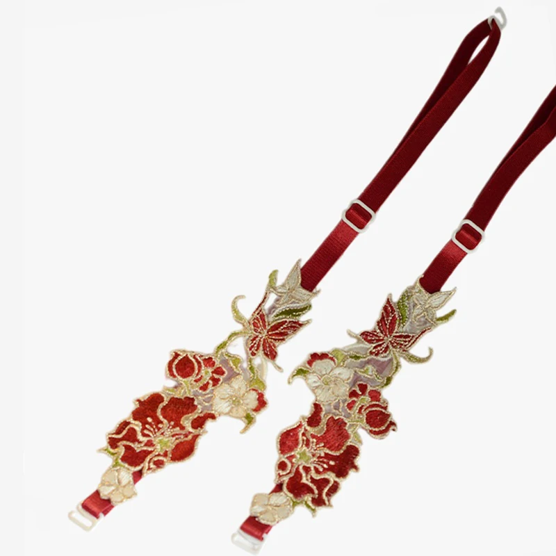 

AniLV Hibiscus Embroidery Camellia Flower Shoulder Straps Chinese Hanfu Dress Detachable Elastic Strap DIY Accessories