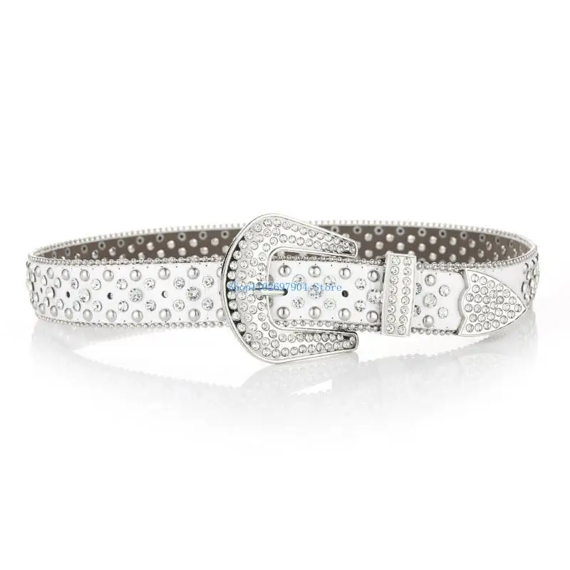 

N7YF Shinning Belt Woman Man Teens Nightclub Waist Belt for Jeans Skirt