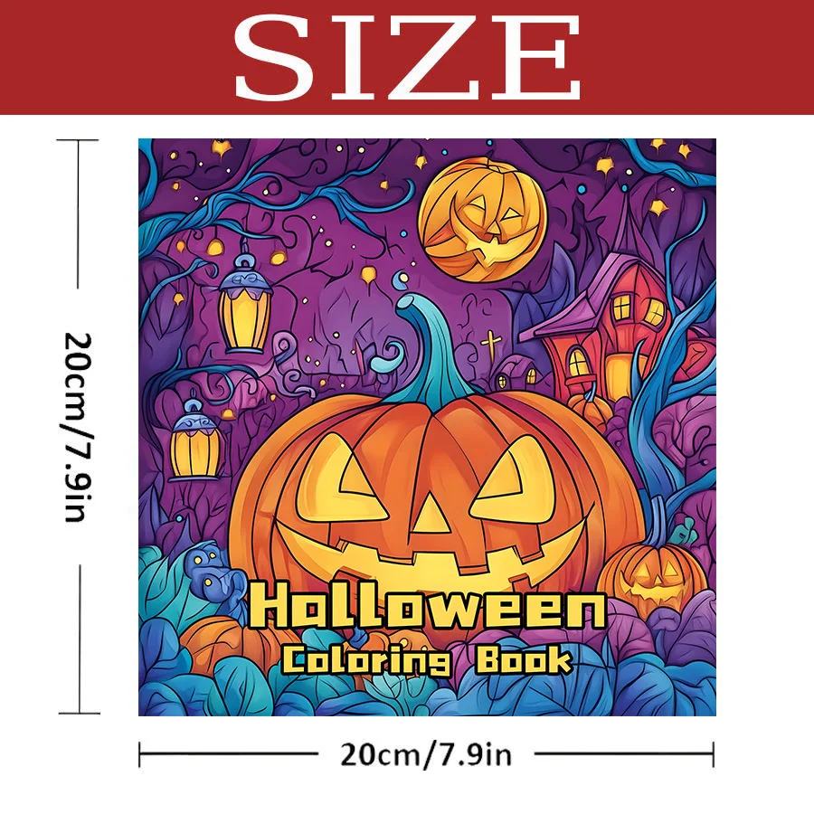 1pc Halloween Coloring Book 20 Page Adult Gift For Birthday Party Relieve Stress Kill Time Graffiti Painting Drawing Art Book ﻿