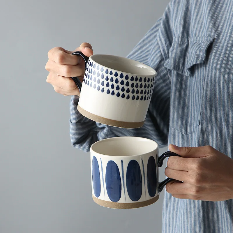 

Japanese-style Coarse Pottery Underglaze Ceramic Water Cup Hand-painted Teacup Coffee Underglaze Mug Breakfast Couple Souvenir