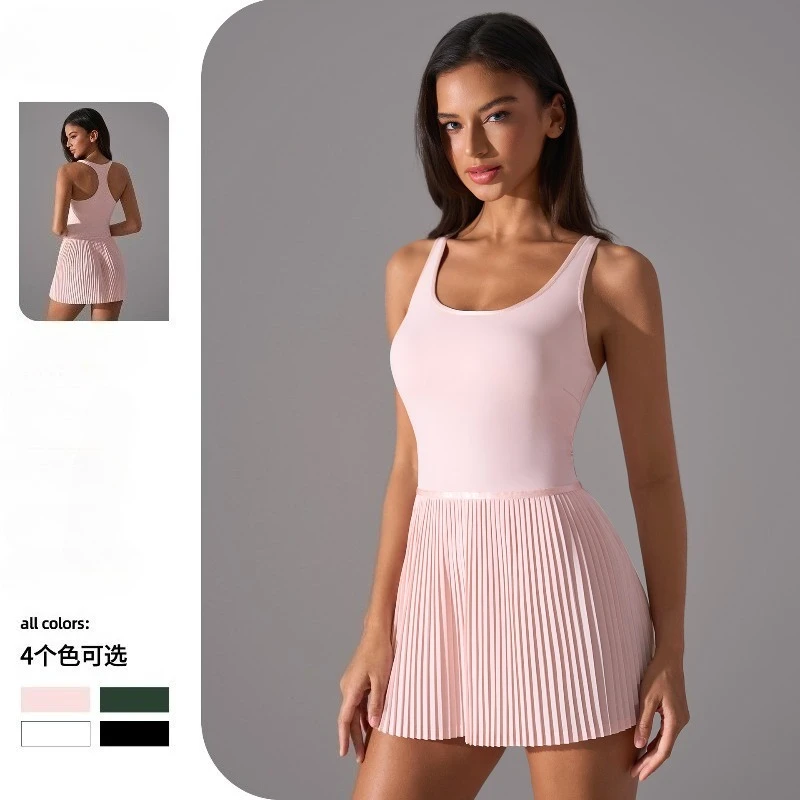 여성용 주름 테니스 드레스와 반바지 세트 이미지