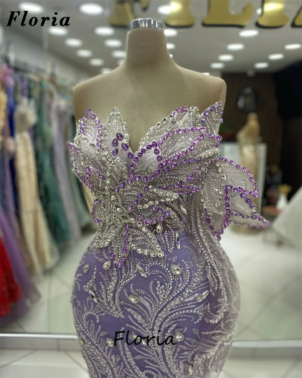 Elegante sereia roxa vestidos de noite, Dubai Coutures Beading, vestidos de noivado, vestido de baile, Novo, 2024