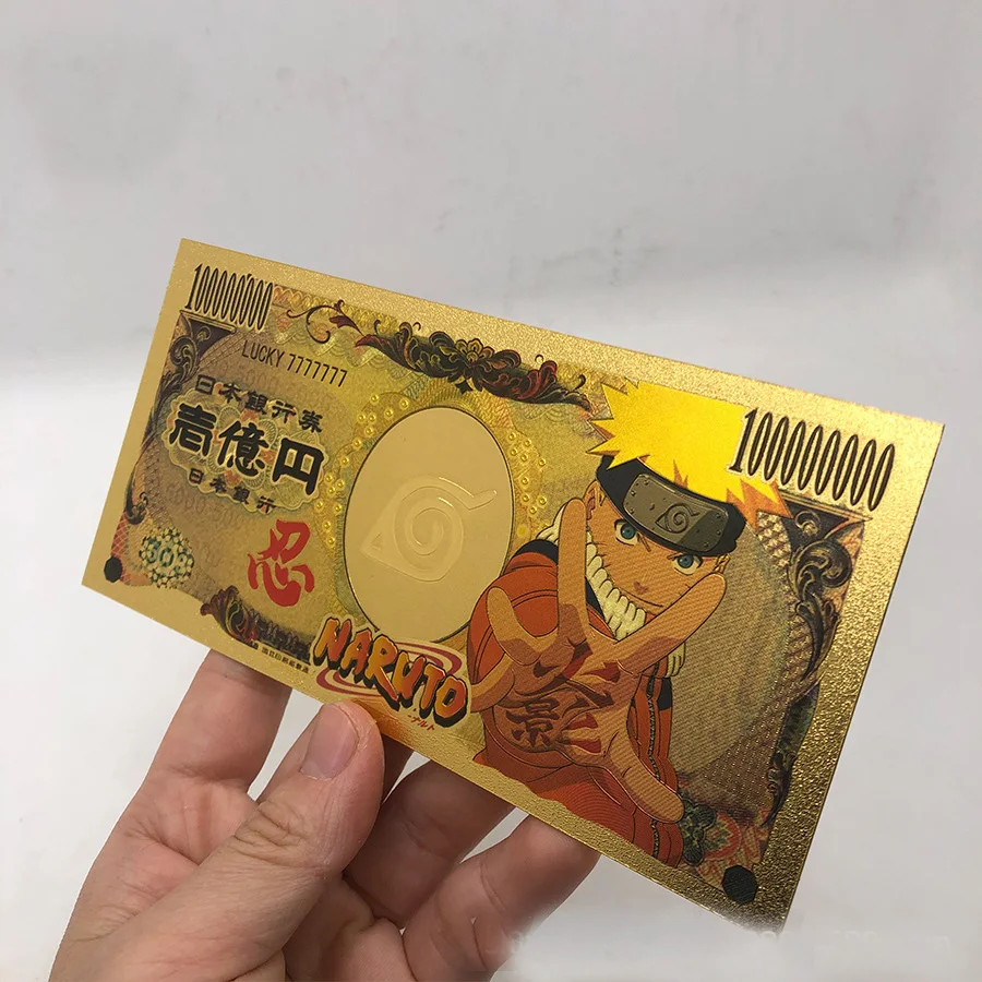 Anime Naruto Gold Commemorative Banknote Sasuke Figure Collectible Naruto Toys Animation Products Collect Cards Gifts