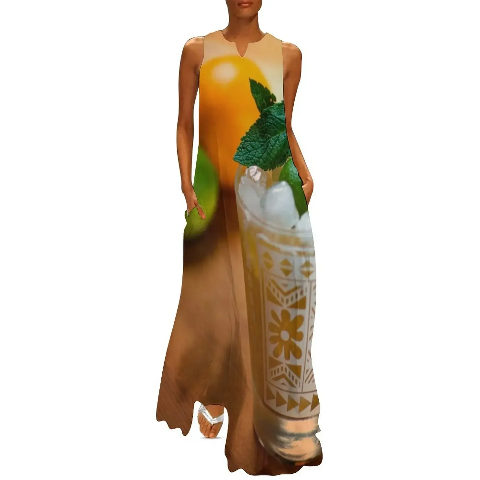 

Original Trader Vic Mai Tai, with Lime, Rum and Mint Long Dress evening dress ladies Dress vintage Woman clothes