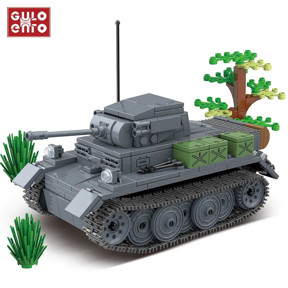 

GU031 Military Series German Light Tank Building Blocks Luchs Reconnaissance Tank Bricks Weapons Soldiers Children Toys Gifts