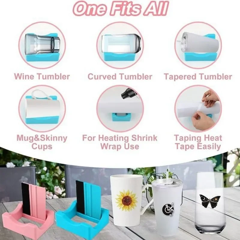 Tumbler Holder For Crafts Decals Tumbler Stand Curvature Supports Cup Holder With Builts-In Slot Mug Glass Silicone Cup Cradle