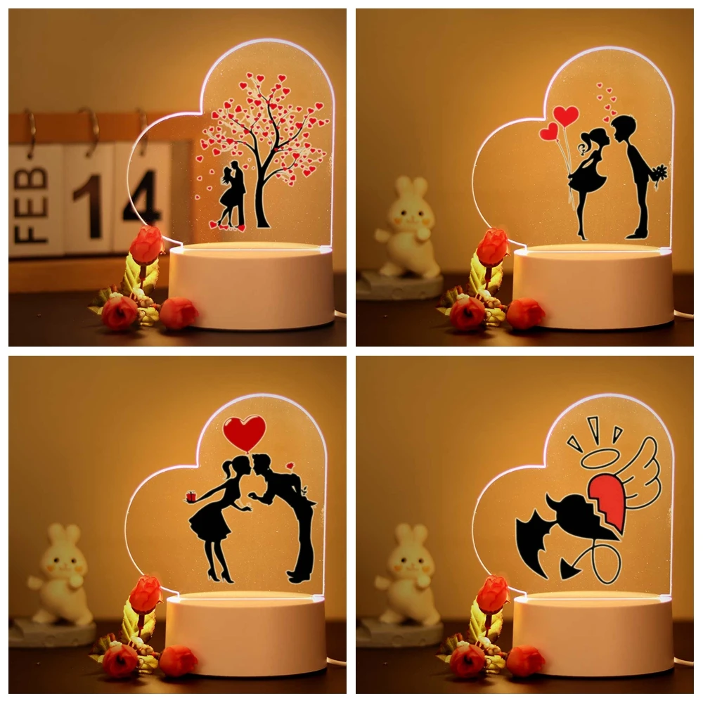 

Romantic Show Love 3D Touch LED Night Light For Valentines Day Gifts Bedroom Decor the Girlfriend Lovers Lamp Gift