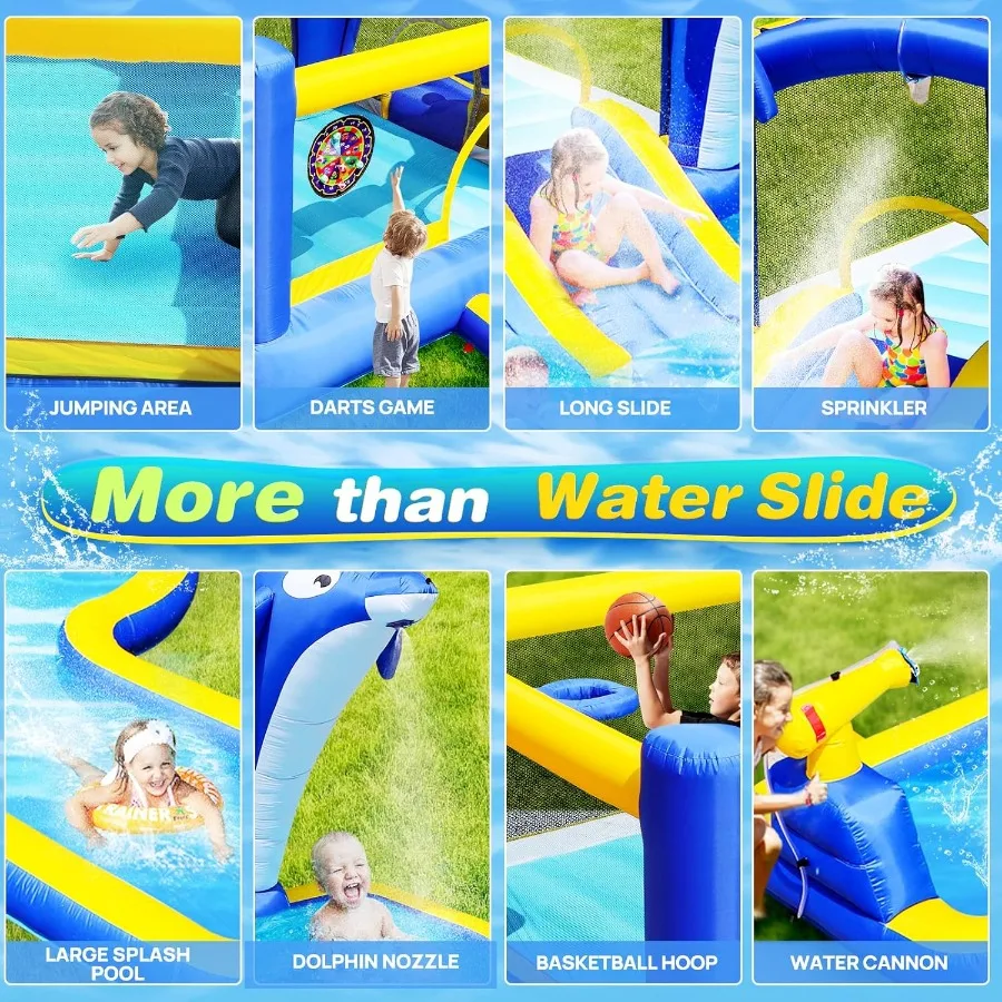 8-in-1-Wasserrutsche, Hüpfburg, riesiger aufblasbarer Wasserpark für 310, aufblasbare Wasserrutschen für Hinterhof, Party, Geschenk, Waterslide Bou