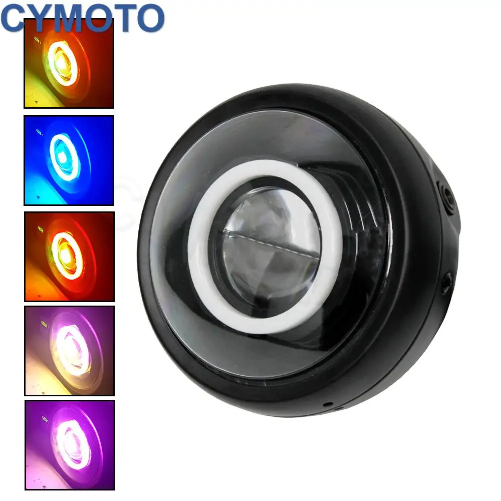 

Universal 5.75‘’Round Motorcycle Headlight RGB Headlight Head Lamp Fairing Assembly Enduro Headlamp Accessories