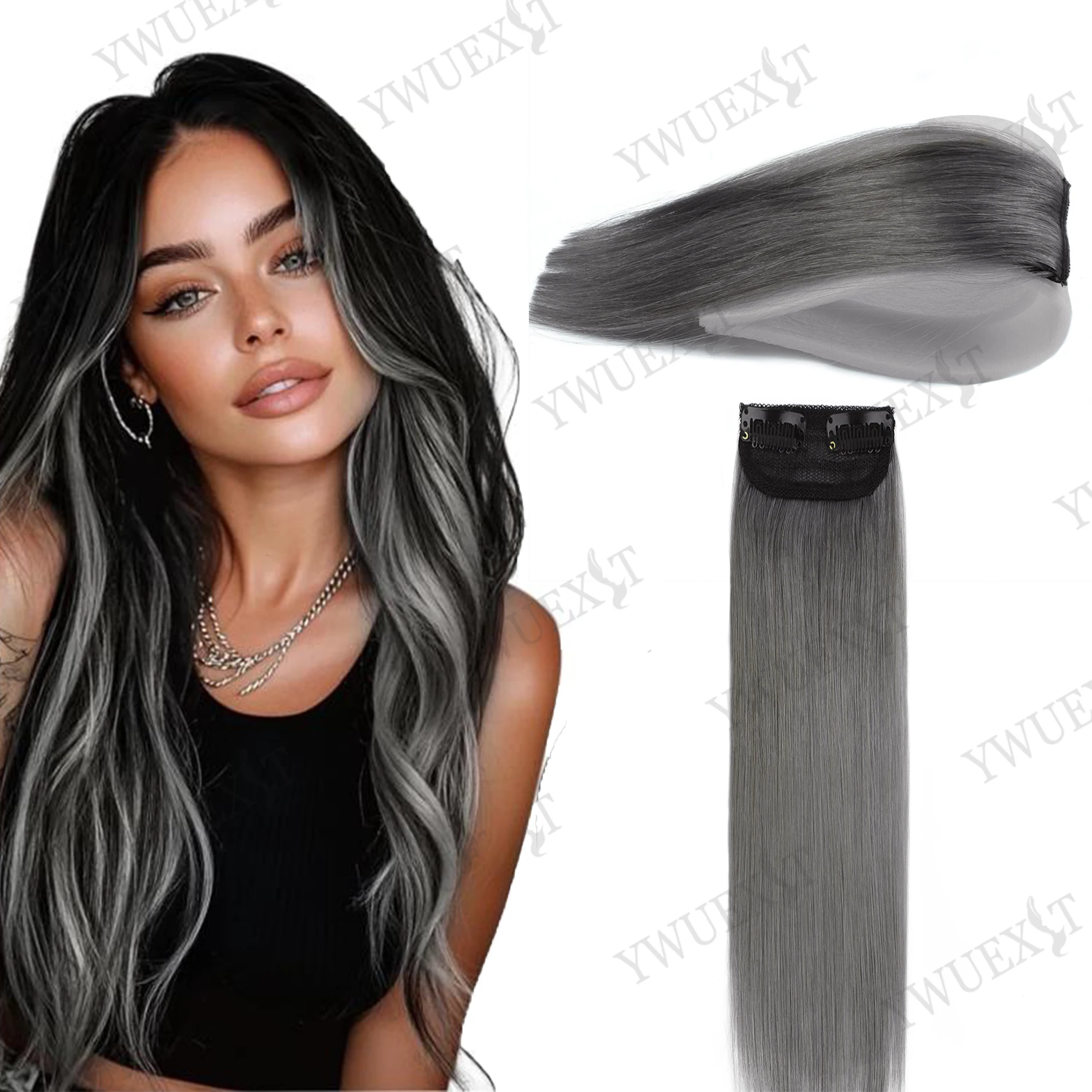 Clip in Extensions with 2 Clips Heat Stylable Straight Hair DIY Extensions 12 Colors for Women Parties Cosplay Festival Hair
