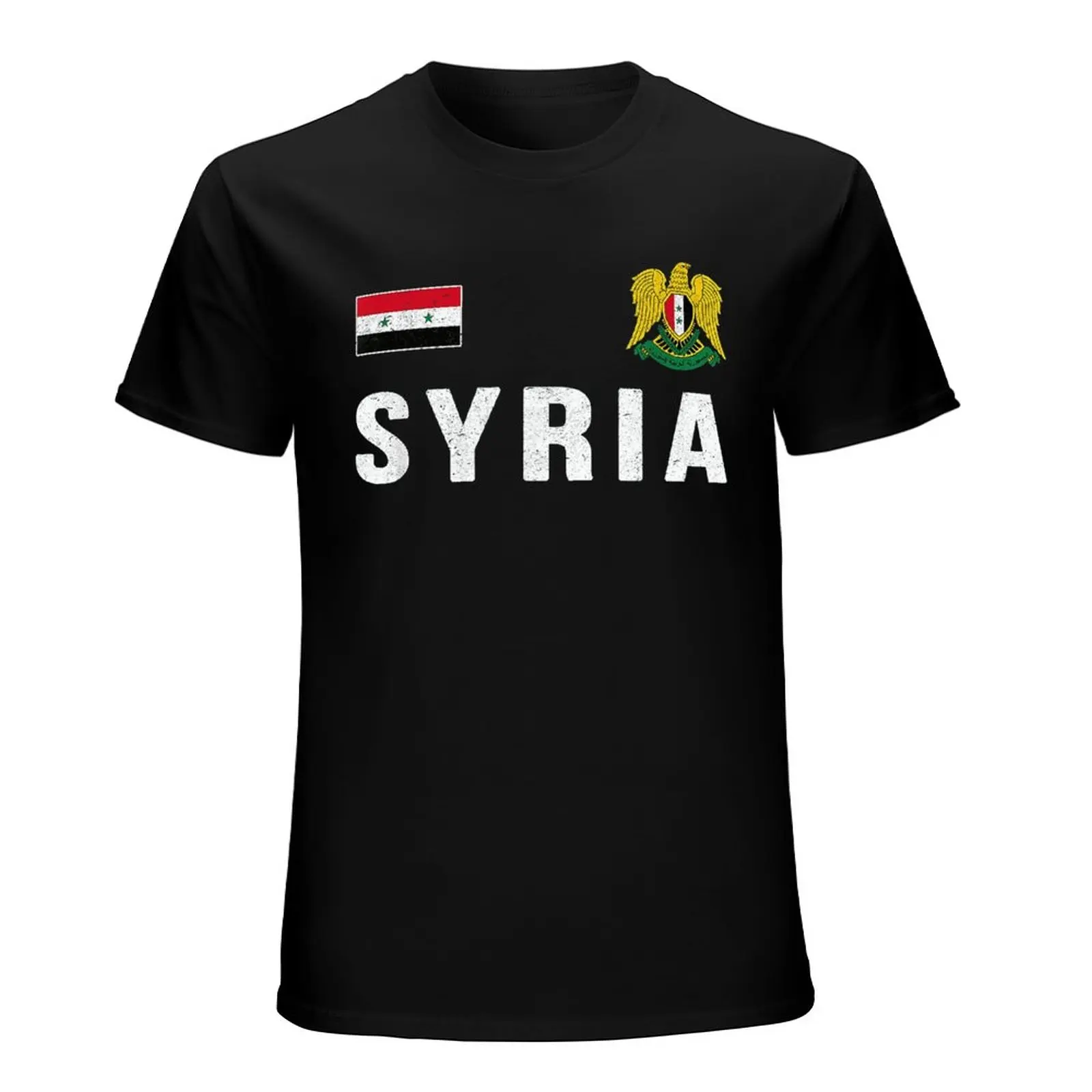 Więcej wzorów flaga syrii syryjczycy mężczyźni Tshirt koszulki T-Shirt O-neck t-shirty kobiety chłopcy odzież 100% bawełna