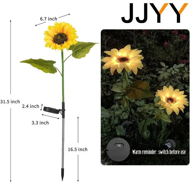 Solar Sunflower Garden Light LED Outdoor Waterproof Flower Decoration Lamp Landscape Lighting for Yard Patio Pathway Lawn Flower Bed Garden Solar Powered Decorative Light for Outdoor Walkway Driveway Entrance Landscape Decor and Garden Areas