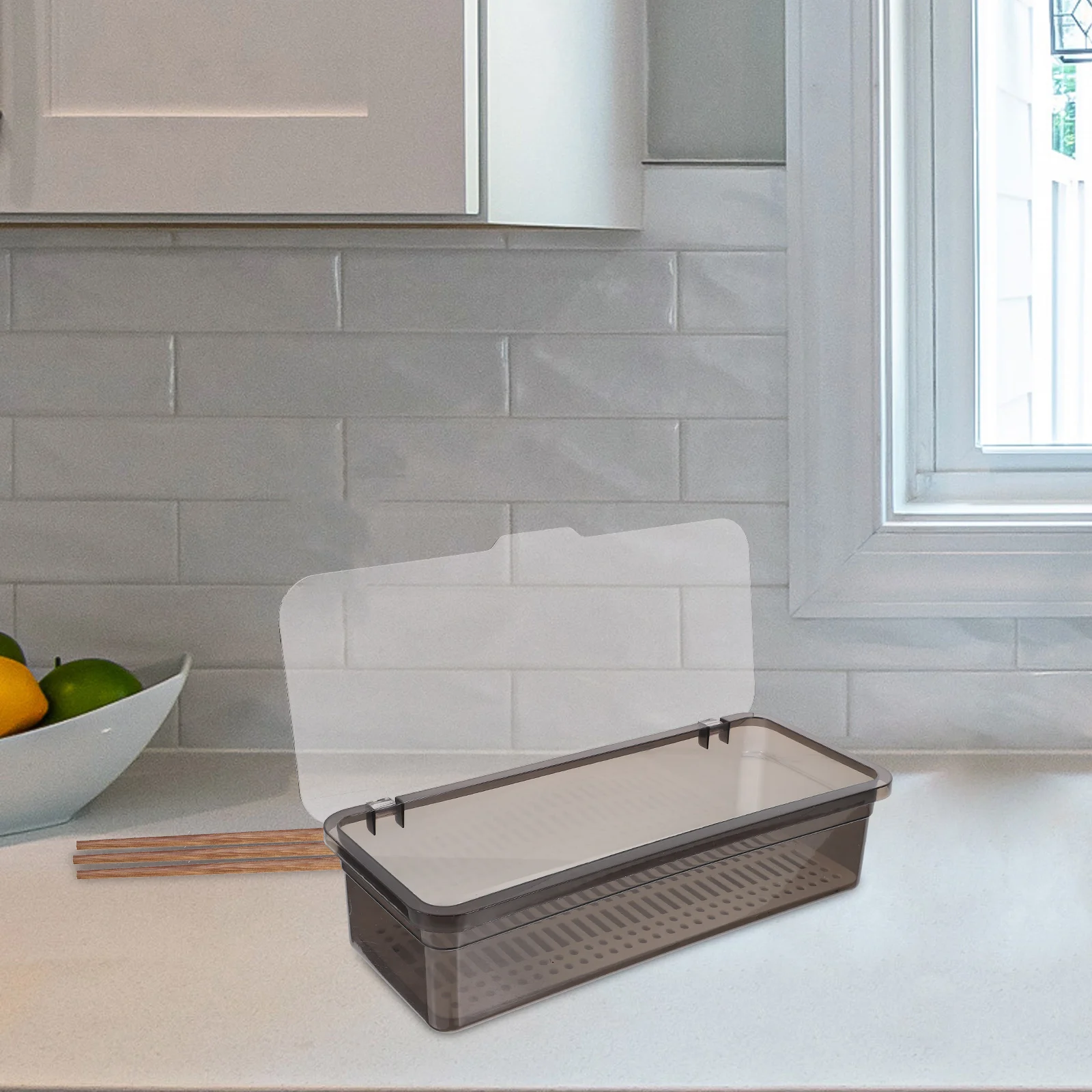 3Pcs Flatware Storage Tray Draining Tableware Organizer for Kitchen Drawer with Lid Waterproof Chopstick Container Case Holders