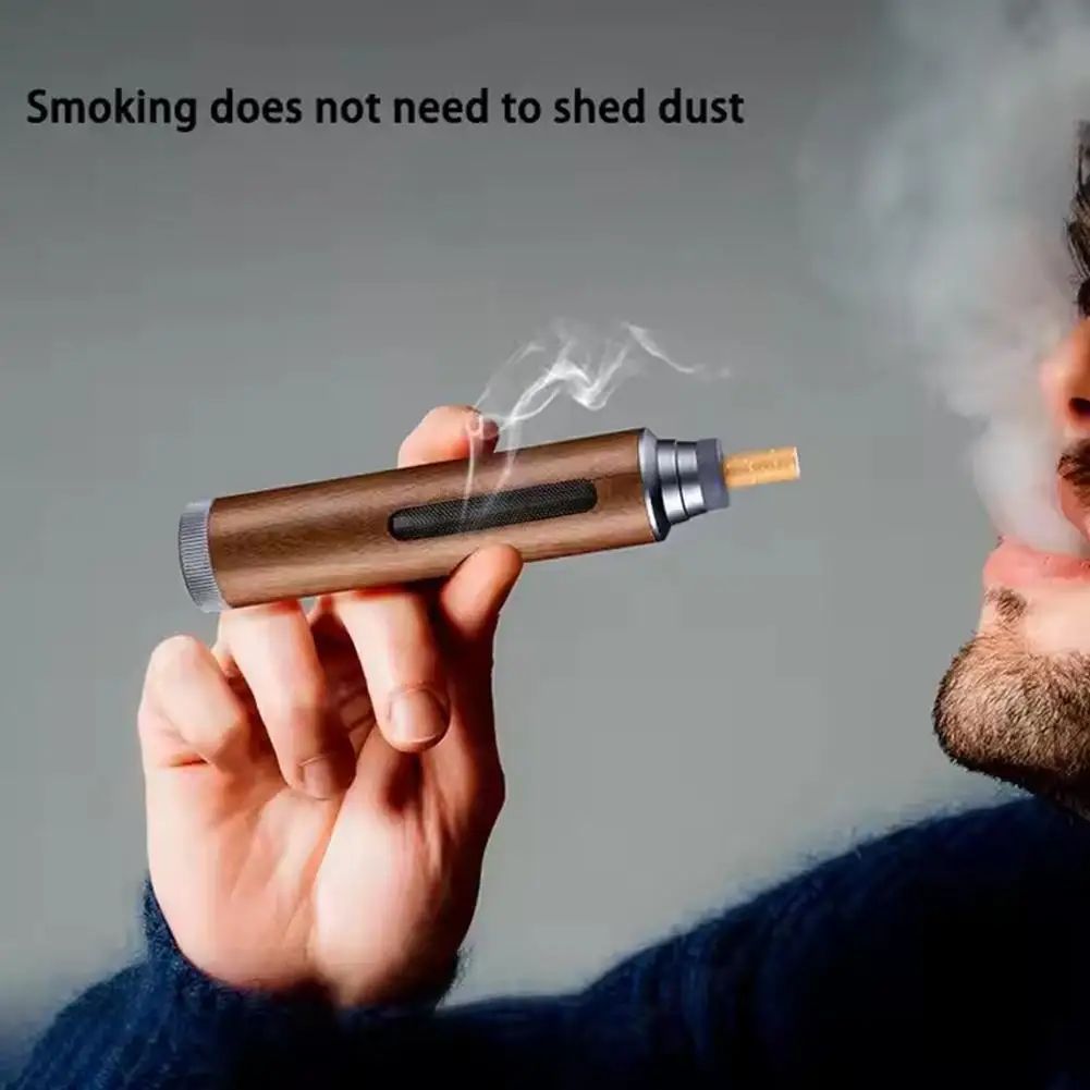 Portable Mini Car Mounted Ashtray Solid Wood Handheld Ashtrays Cigarette Cover Anti Soot-flying For Men Smoking Accessories