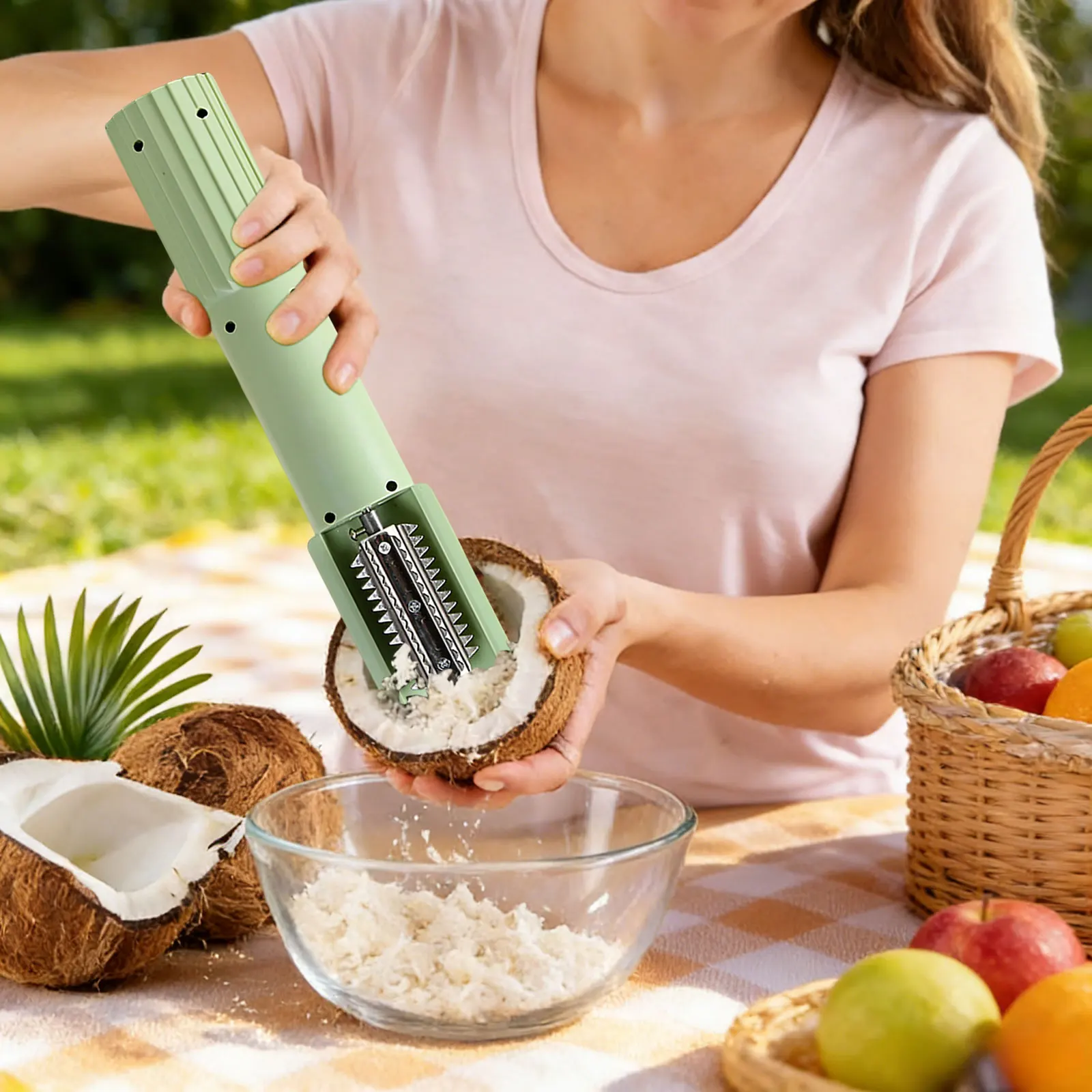 Electric Coconut Grater Machine Portable Handheld Coconut Scraper Peeler Wireless Stainless Steel Vegetable Cutting Artifact